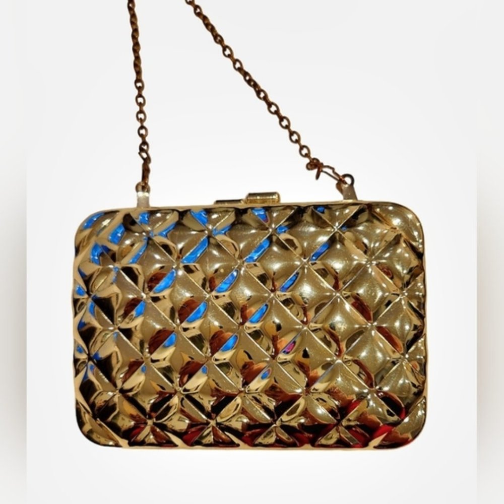 Gold Metal Purse with Removable gold chain straps